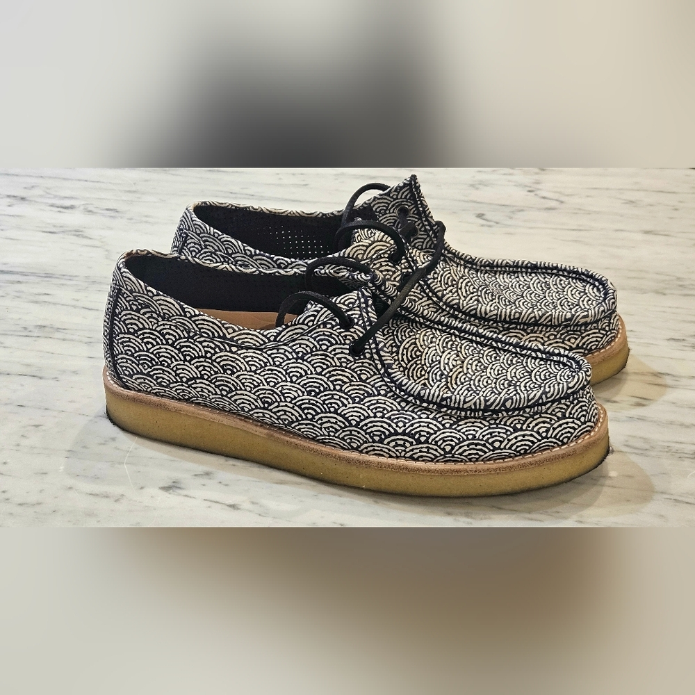 Sperry Top Sider Captain's Oxford Wave Print Mens Sz 9.5